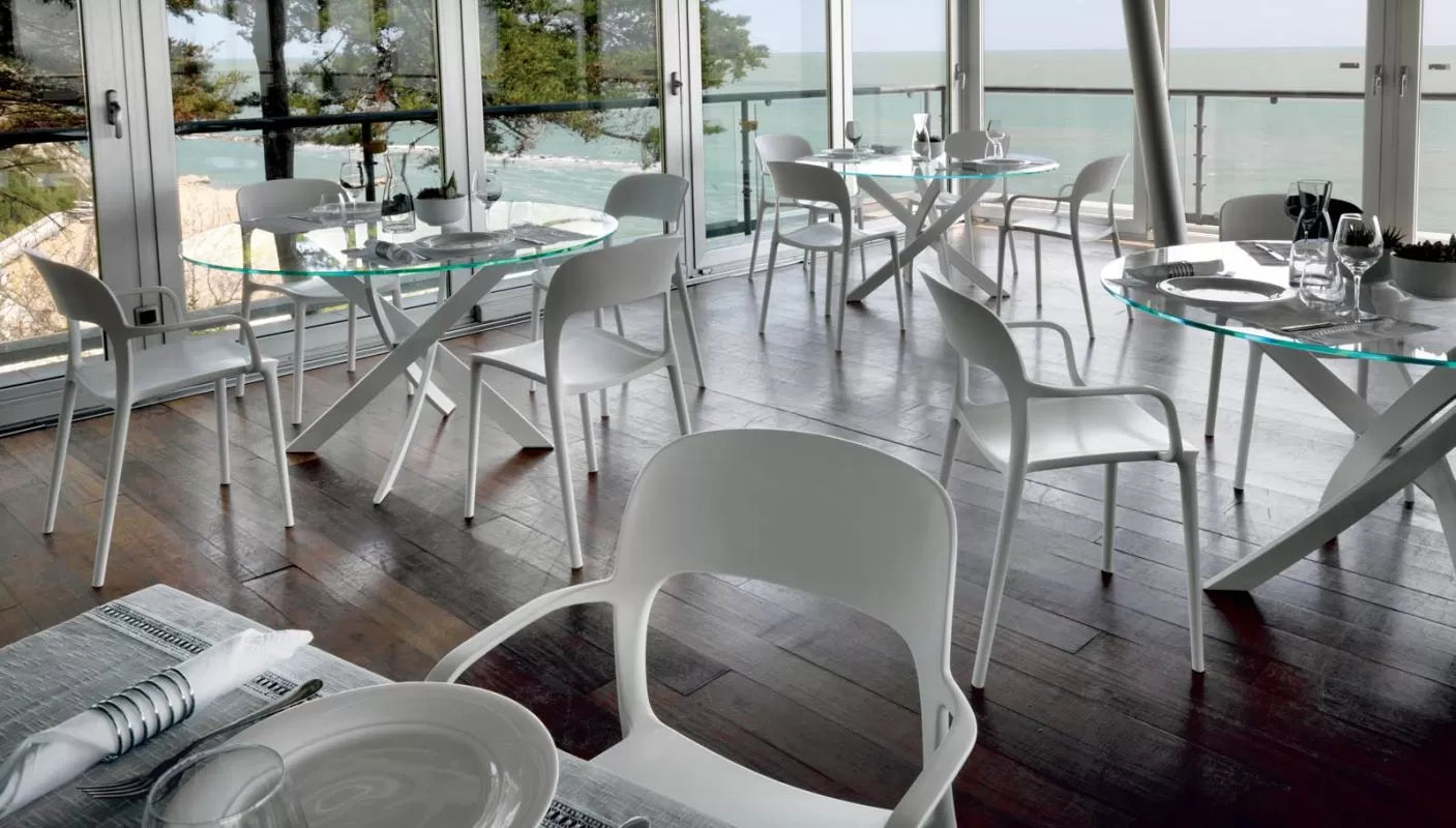 Barone Round Crystal Dining Table - Elegant Glass Top with Chrome Base for Modern Home Decor | Perfect for Dining Room, Kitchen, or Breakfast Nook