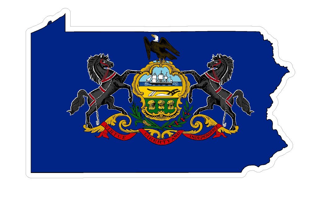 Premium Pennsylvania State Distressed Flag Vinyl Decal - American State Pride Sticker for Cars, Trucks, Windows & Laptops - USA Flag Black & White Design - Waterproof 5'' - Perfect for Outdoor Use, Travel & Home Decor