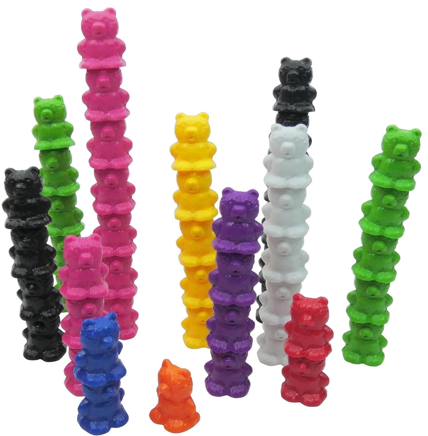 Skoolzy Rainbow Color Stacking Bears Toy - 100 pcs Building Blocks Set for Toddlers | Educational Color Matching & Sorting Games for Preschool, Kindergarten & First Grade | STEM Learning Toys for Kids Classroom & Home Play