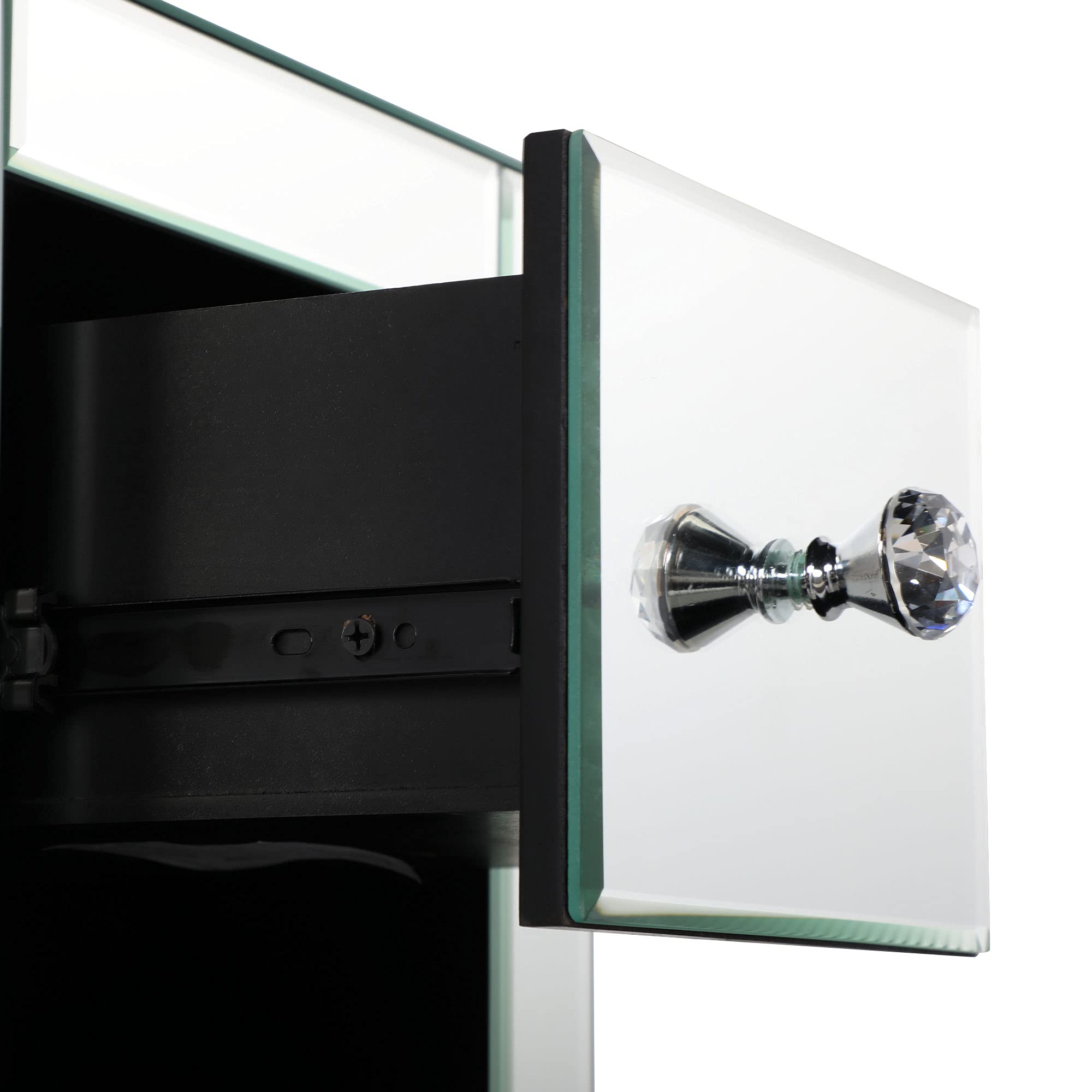 Silver Glass Mirrored Nightstand with 2 Drawers - Modern Bedside Table with Storage for Bedroom & Living Room | Perfect for Small Spaces, Apartment Decor & Guest Rooms