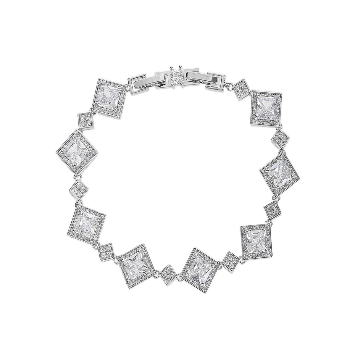 Elegant Silver Plated Cubic Zirconia Bracelet for Women - Red, Blue, Green Gemstone Chain | Perfect for Parties, Weddings & Special Occasions
