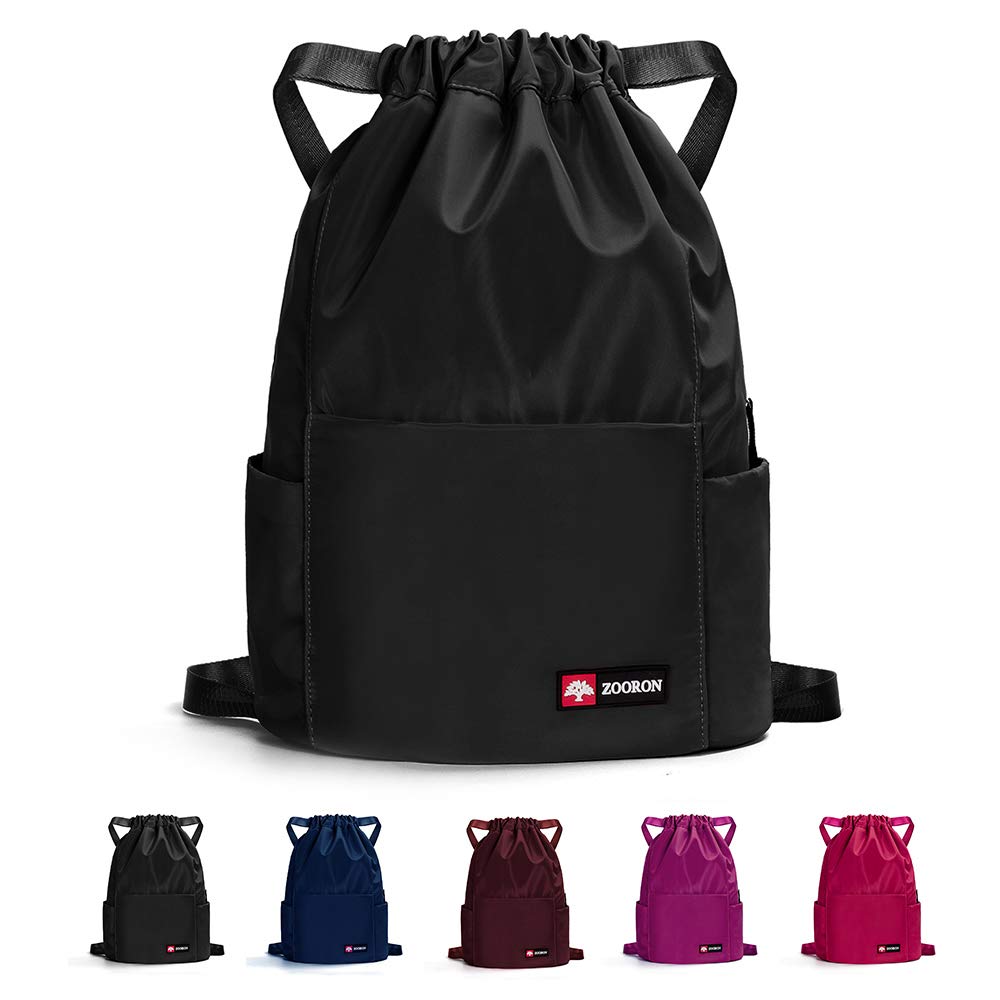 ZOORON Waterproof Drawstring Gym Backpack for Men & Women - Lightweight Sports Sack with Adjustable Straps, Perfect for Gym, Travel & Outdoor Activities | Durable Mini Daypack for Workout, Running & Hiking