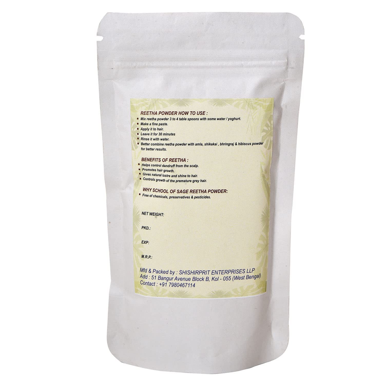 Organic Reetha Powder 100g (Pack of 3) - Natural Soapnut for Hair Care, Skin Cleansing & Eco-Friendly Laundry | Perfect for DIY Shampoo, Face Wash & Household Cleaning