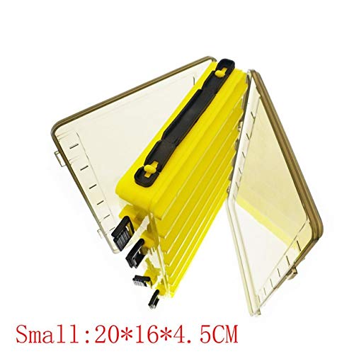 **Portable Double-Decker Fishing Tackle Box - Waterproof Bait & Lure Storage Organizer for Outdoor Fishing Gear - Small Yellow (Ideal for Kayak, Boat & Shore Fishing)**