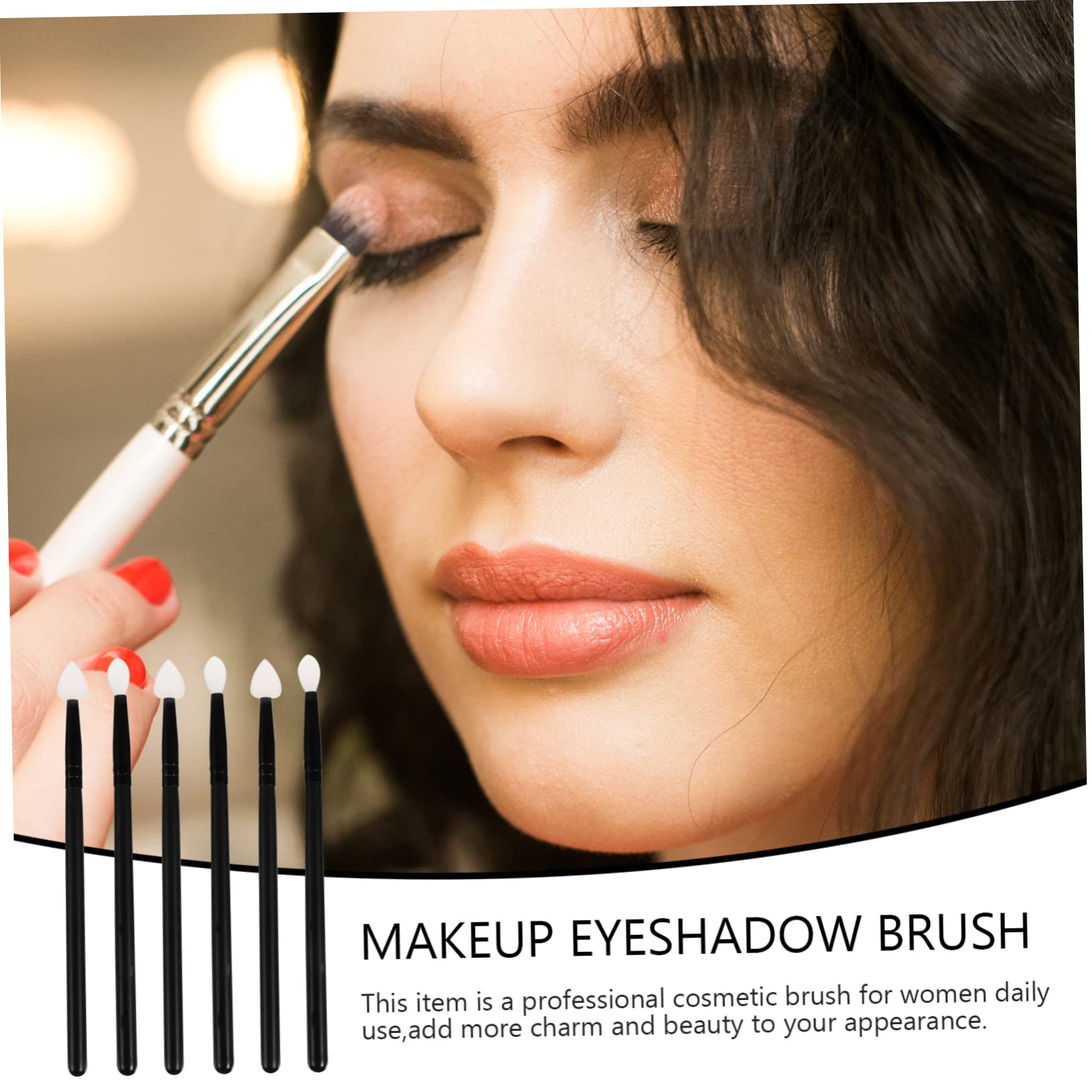 Beavorty 2 Sets Makeup Brushes - Silicone Lip Brush & Eyeshadow Applicator, 6pc Travel Size Makeup Tools for Women with Soft Silicone Heads | Perfect for On-the-Go Touch Ups & Professional Makeup Application