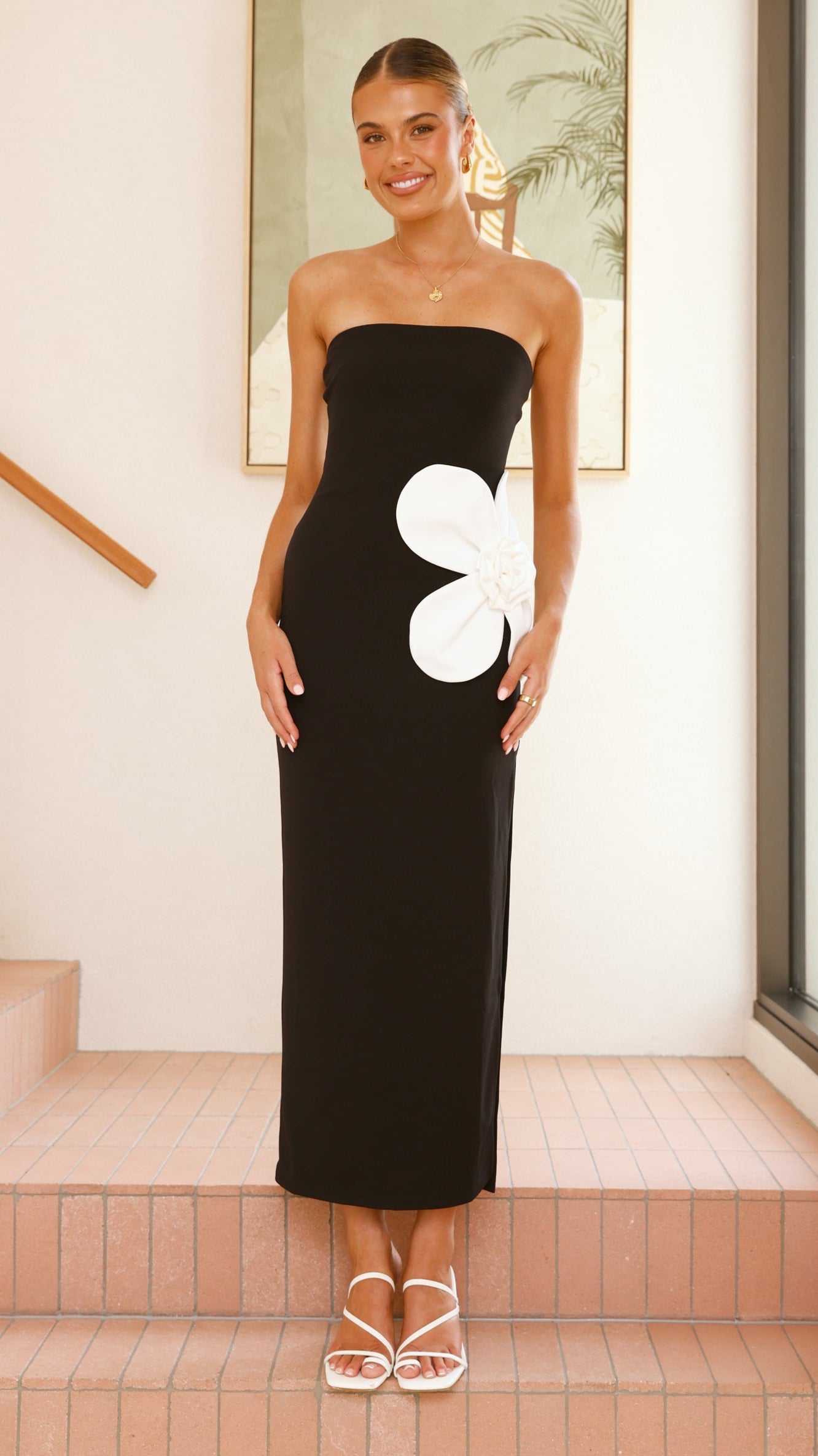 Athena Maxi Dress for Women - Elegant Black & White Flowy Long Dress for Summer, Beach, and Casual Outings