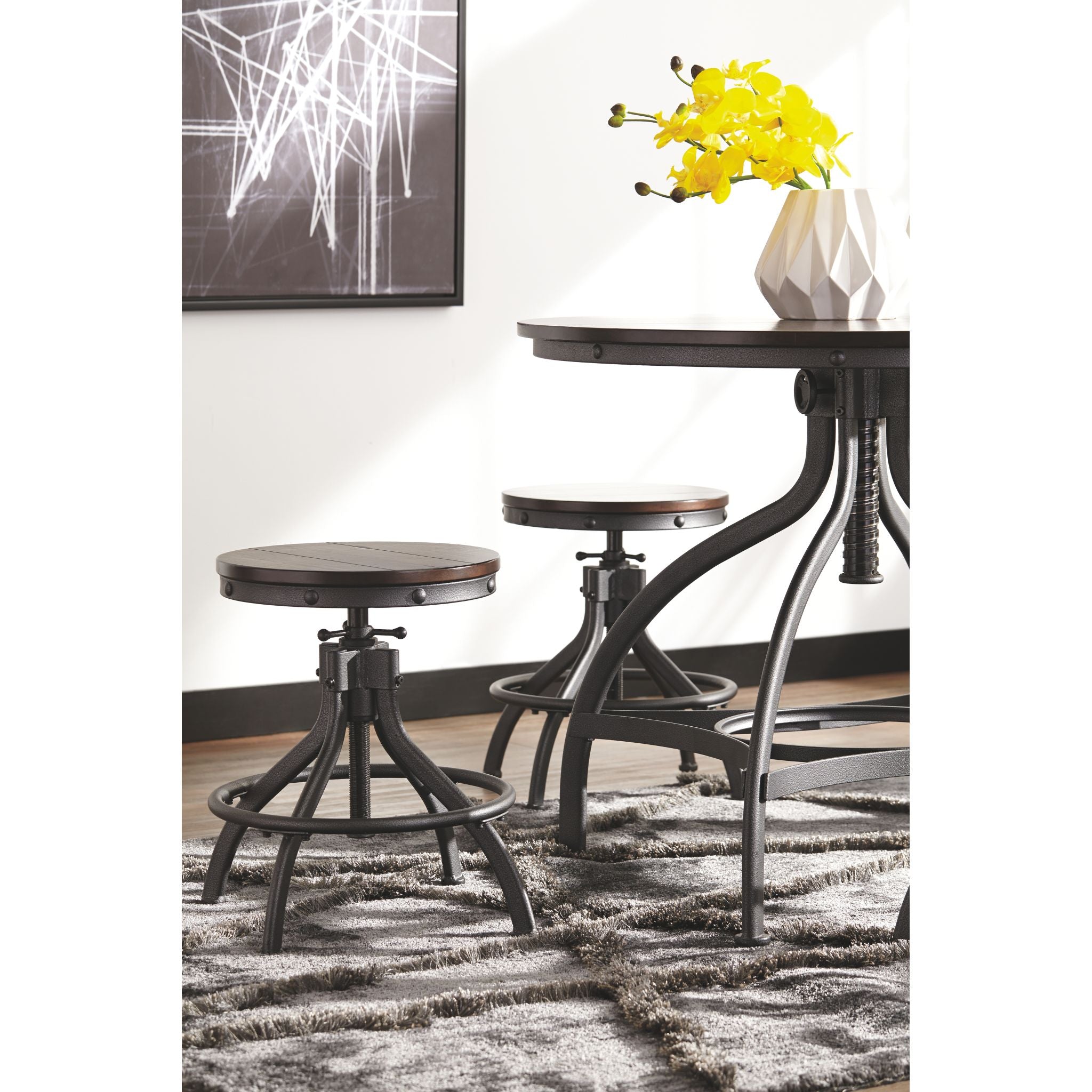 Bassello 3-Piece Counter Height Dining Set - Modern Bar Table and Stools for Kitchen, Breakfast Nook & Small Spaces - Perfect for Apartments, Condos & Urban Living