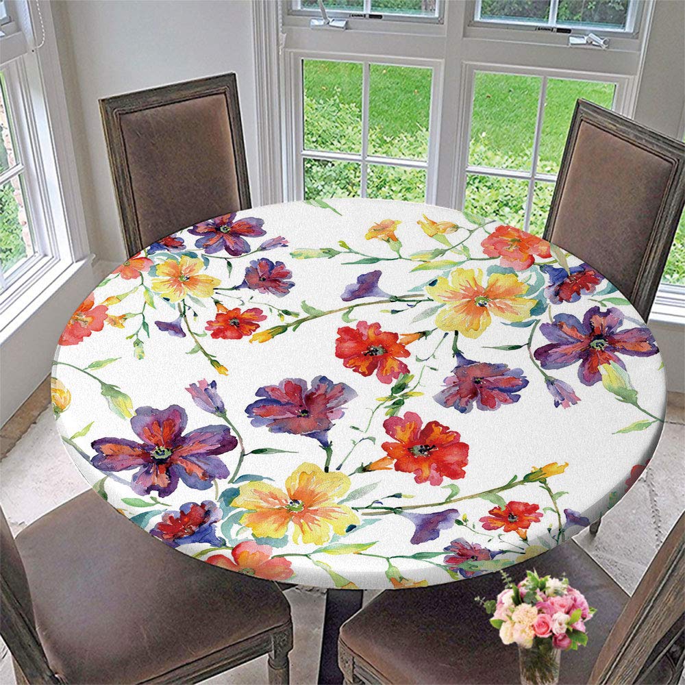 Stain Resistant Elastic Edged Round Tablecloth 70