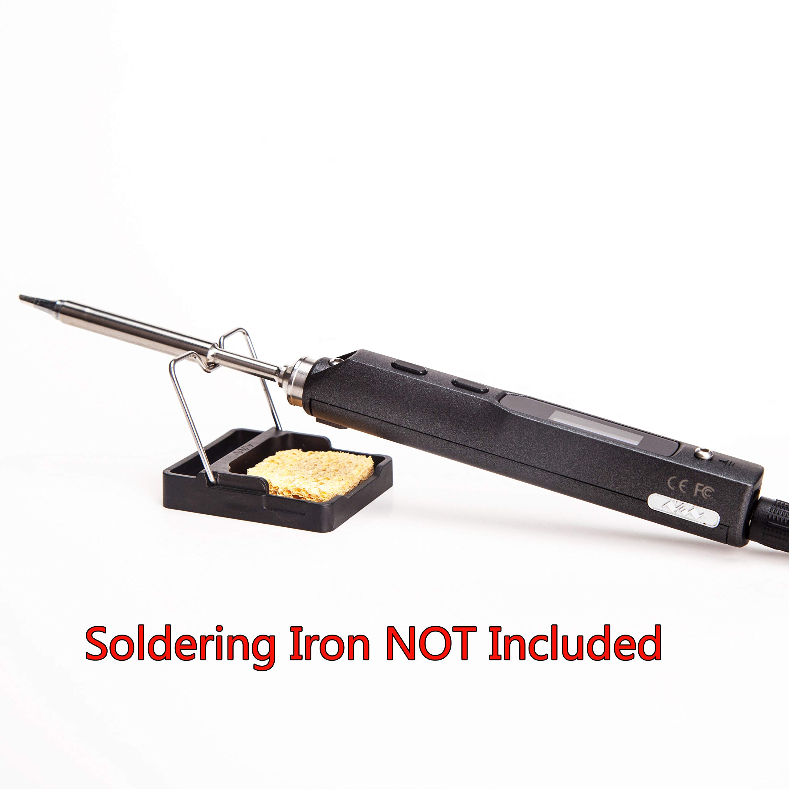 TS100 TS80P Mini Soldering Iron Stand Holder with Cleaning Sponge - Black (Soldering Iron Not Included) - Perfect for Electronics Repair, DIY Projects & PCB Workstations