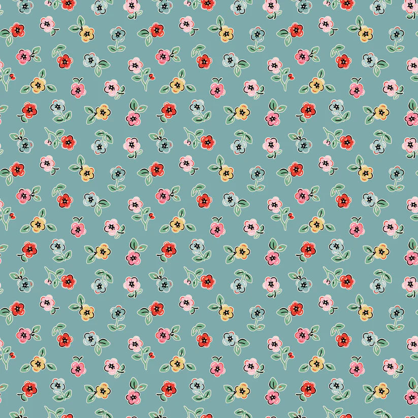Poppie Cotton Fabric by the Yard - Blue Cherry Floral Print for Quilting, Sewing & Home Decor | Soft & Durable Material for DIY Crafts, Upholstery & More