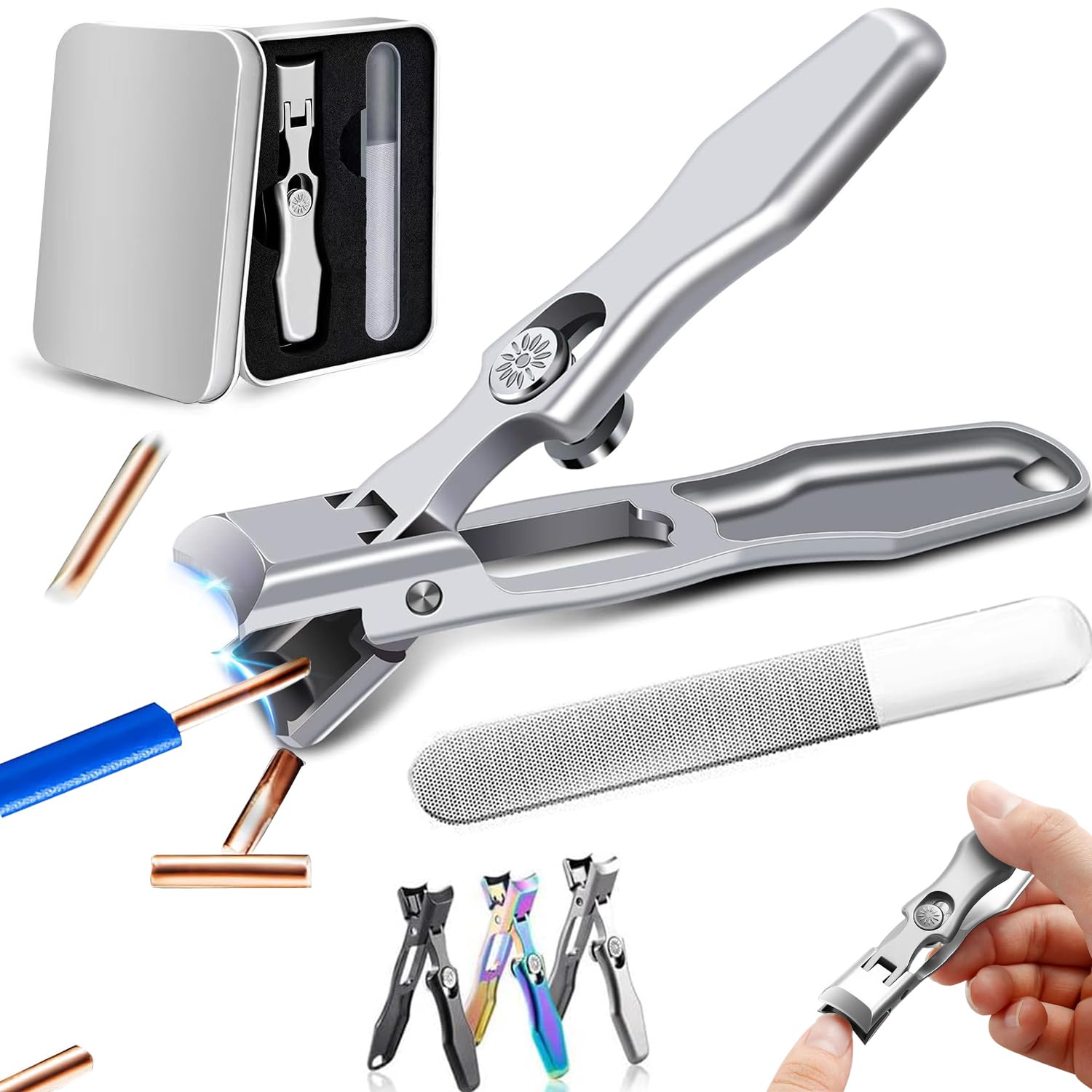 2025 Upgraded Ultra Sharp German Stainless Steel Nail Clippers for Thick Nails - Professional Manicure Set with Nail File for Men, Women & Seniors (Silver) | Perfect for Home, Travel & Salon Use