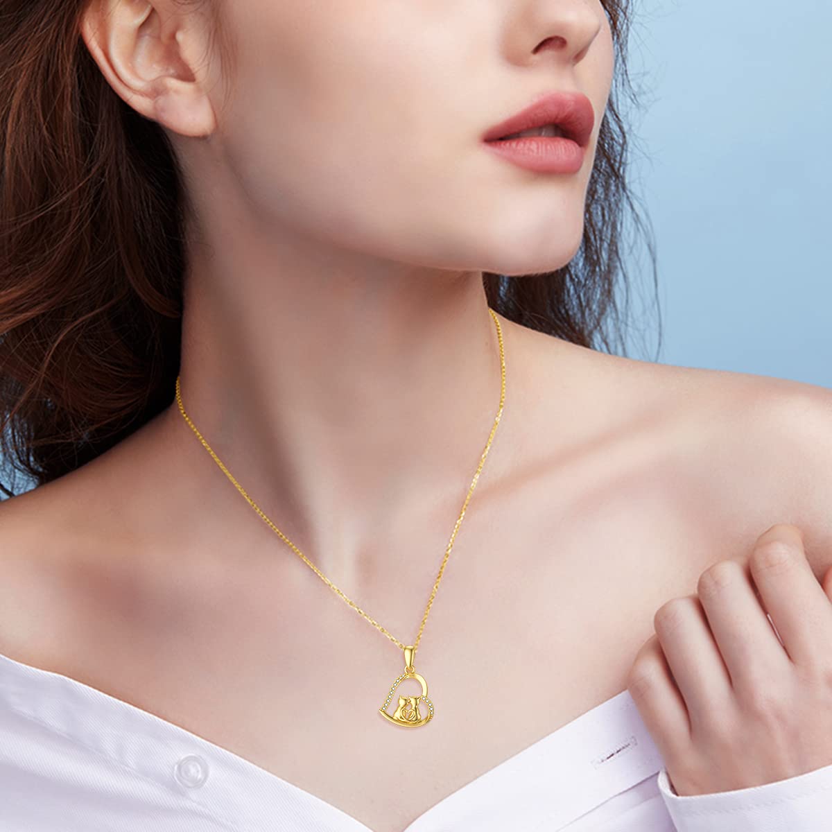 14K Solid Gold Cat Necklace for Women - Elegant Cat Lover Gift, Eternal Love Heart Pendant Jewelry for Wife, Mom & Girlfriend | Perfect for Birthdays, Anniversaries & Valentine's Day Gifts