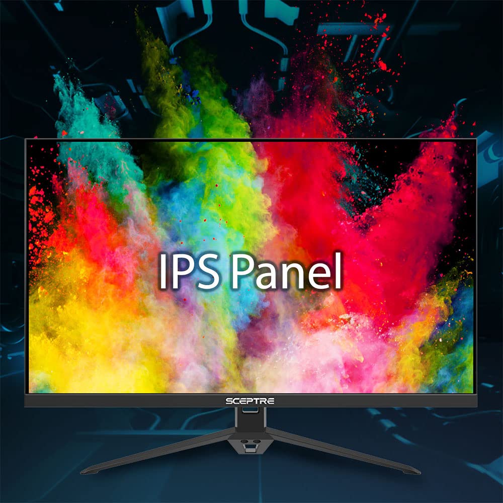 Sceptre 27-inch IPS Gaming Monitor - 165Hz Refresh Rate, DisplayPort & HDMI, 300 Lux, Built-in Speakers, Machine Black (E278B-FPT168) - Perfect for Esports, Streaming & Home Office Setup