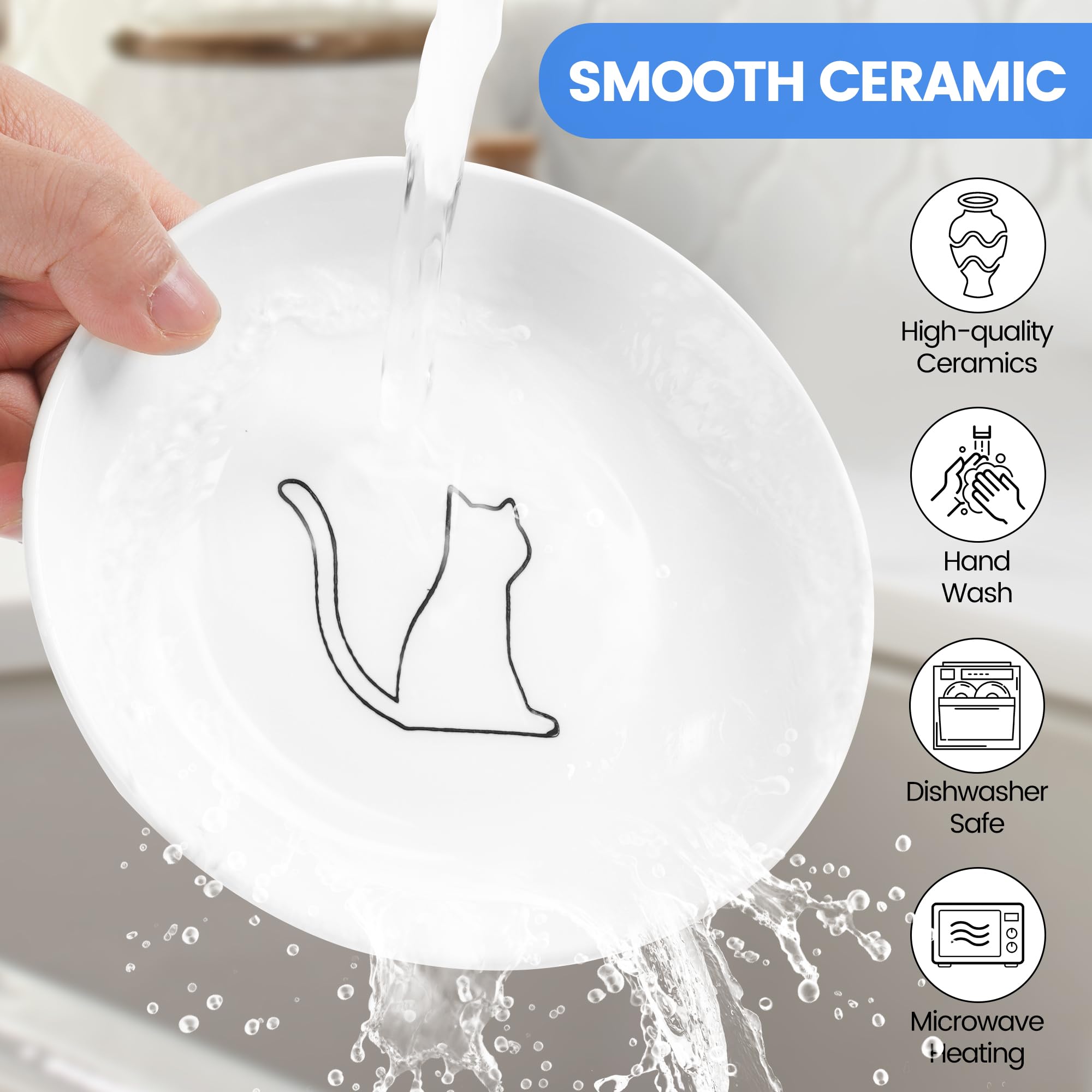 Elevated Ceramic Cat Bowls - Whisker Friendly & Anti-Vomit for Indoor Cats - Dining Set (2-Pack)