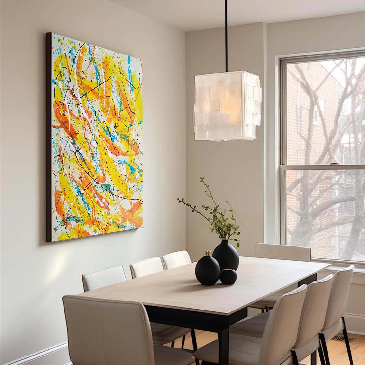 Pollock Art #JP012 - Abstract Drip Painting Wall Decor for Home & Office | Modern Artwork for Living Room, Bedroom, or Office Space