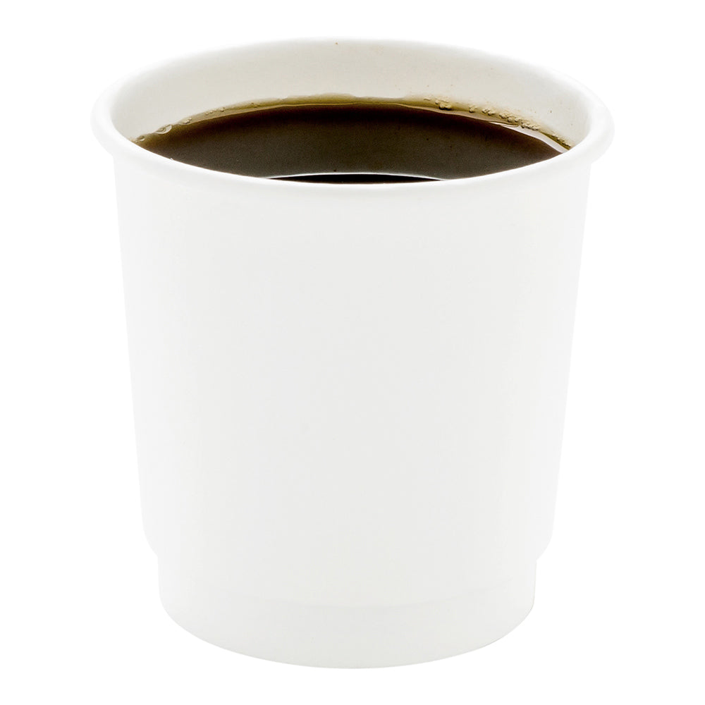 4 oz White Double Wall Paper Coffee Cups - Insulated Hot/Cold Drink Cups - 2.5