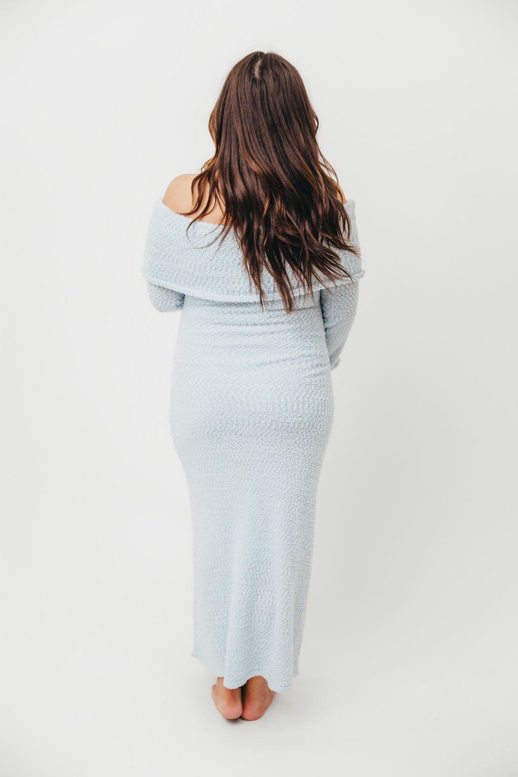 Stylish Nora Knit Maxi Dress in Dusty Blue - Bump Friendly Maternity Dress for Pregnancy & Nursing | Perfect for Baby Showers, Beach Vacations & Casual Outings