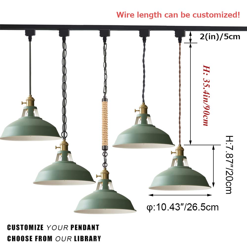 Juno Track Pendants Lighting - 3-Light Iron Art Chandelier for Coffee Shop & Show Window Decor - Customizable Track Lighting Fixture (Bulbs Not Included) in Warm Green - Perfect for Restaurant, Cafe and Retail Store Ambiance