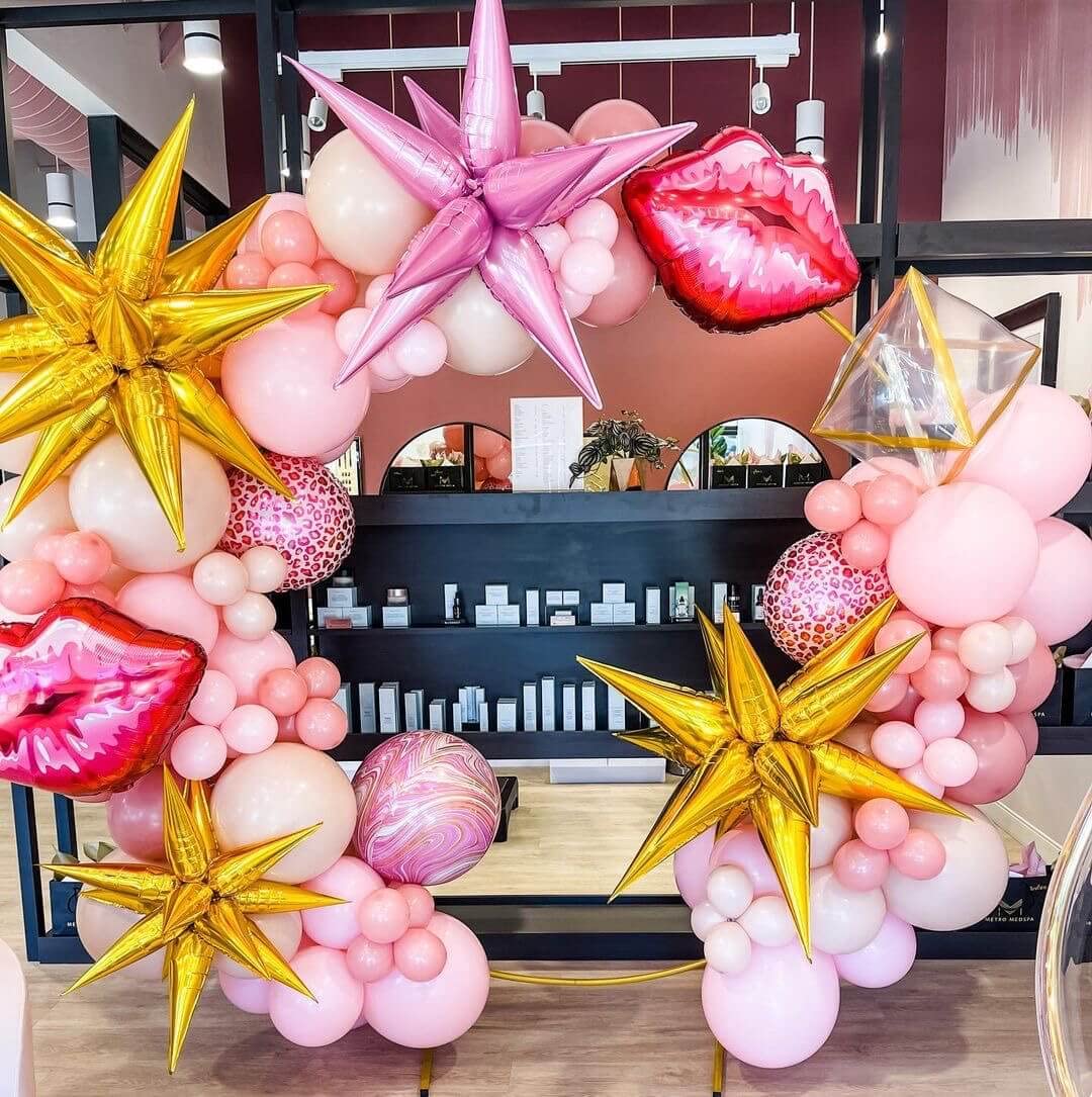 50 Pcs 26 Inch Pink Foil Cone Star Balloons - 3D Starburst Mylar Balloons for Party Decorations, Christmas, Birthday & Wedding Supplies | Perfect for Ceiling Decor, Photo Backdrops & Event Centerpieces