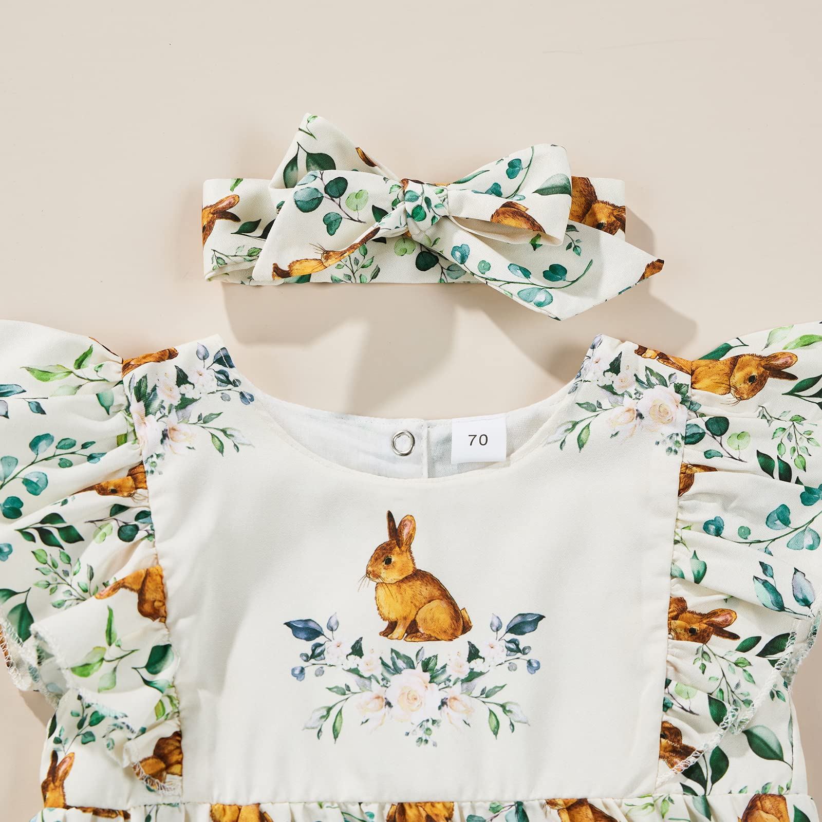 My 1st Easter Bunny Ruffle Bodysuit - Cute Rabbit Print Newborn Baby Girl Onesie Romper Jumpsuit - Perfect Easter Outfit for Photoshoots & Family Gatherings