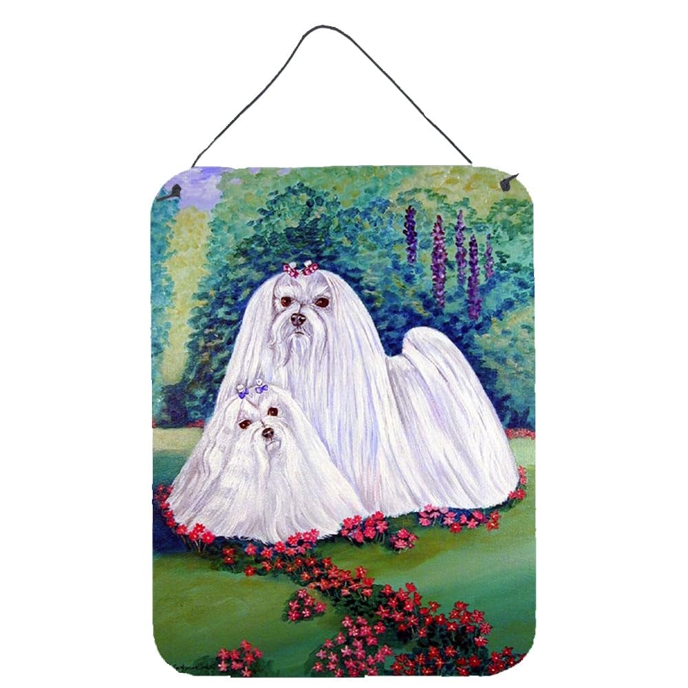 Caroline's Treasures 7104DS1216 Maltese Momma and Puppy Metal Wall Art Sign - 12x16 Inch Multicolor Aluminum Hanging Plaque for Kitchen, Bar, Bathroom, Front Door & Home Decor - Perfect for Pet Lovers & Dog-Themed Room Decor