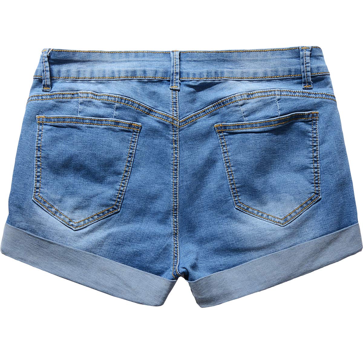Vanberfia Women's Stretch Denim Mid Rise Jean Shorts with Pockets - Comfortable & Stylish Casual Summer Shorts for Beach, Shopping and Outdoor Activities