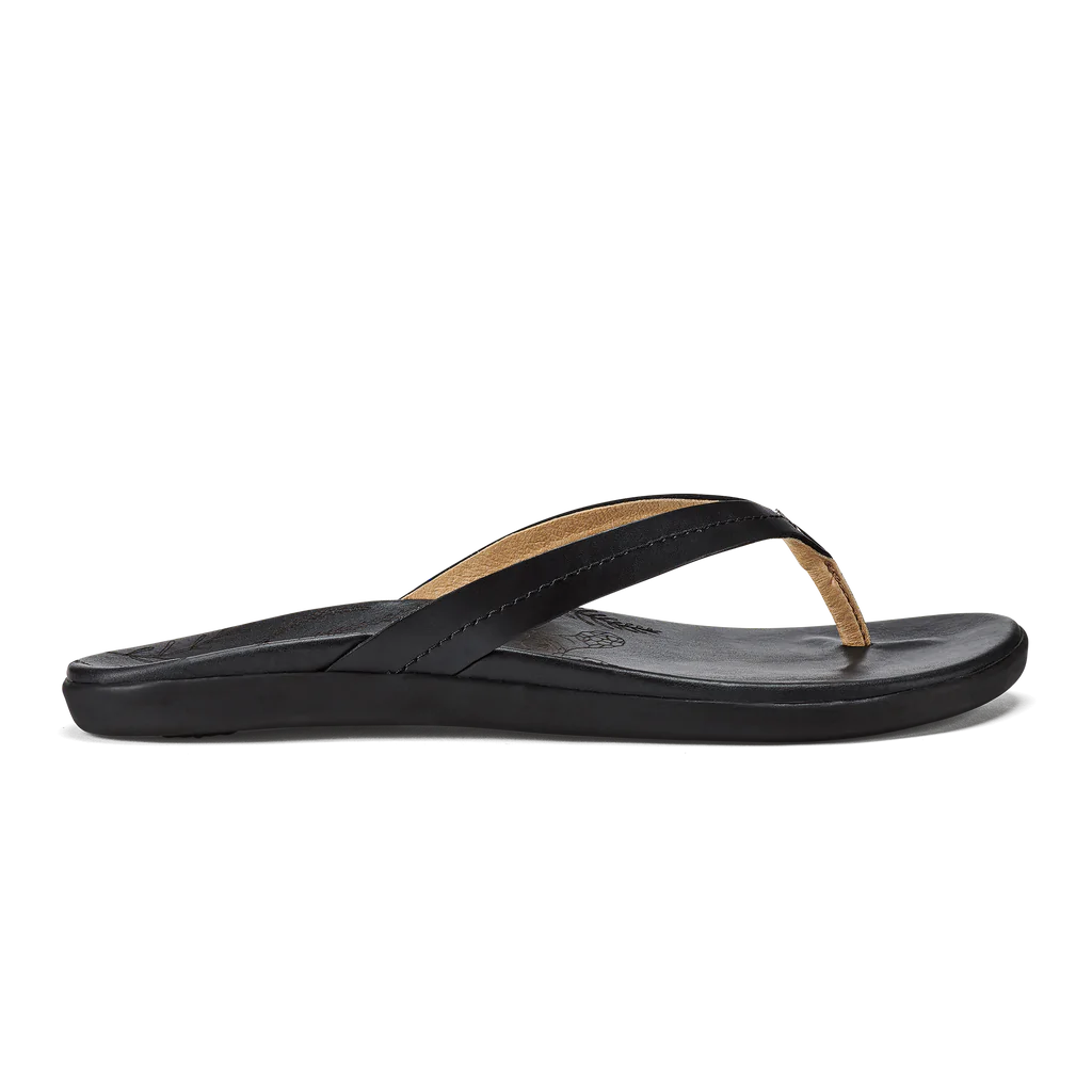 Olukai Honu Women's Sandals - Black | Comfortable & Stylish Flip Flops for Beach, Pool, and Casual Wear