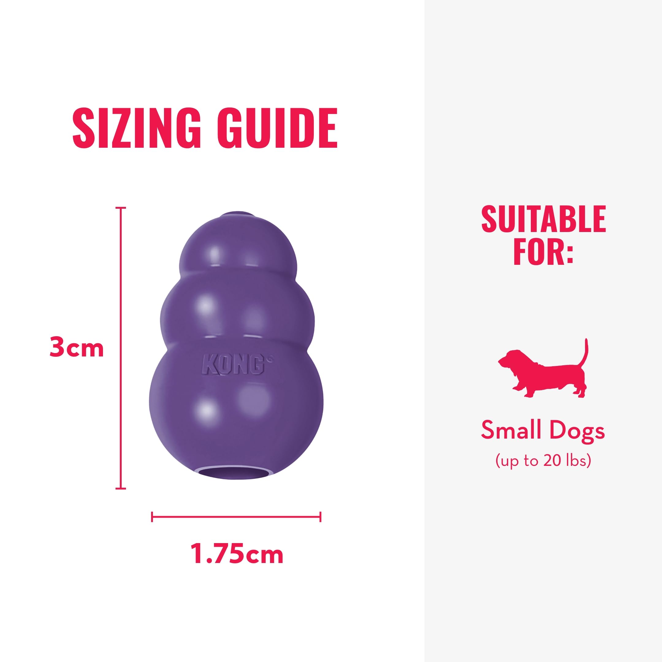 Durable Natural Rubber KONG Senior Dog Toy - Gentle Chew & Fetch Toy for Older & Small Dogs - Stuffable with Treats for Mental Stimulation - Perfect for Indoor Play & Senior Dog Enrichment