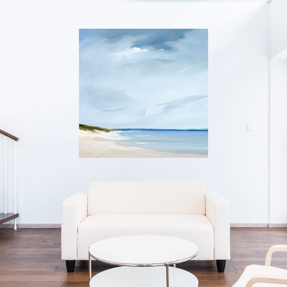 Blue Abstract Canvas Wall Art by Rick Fleury - 22x22 Inch Ready to Hang Painting for Living Room, Bedroom, Office & Home Decor - Perfect for Modern, Boho & Coastal Interior Design Styles