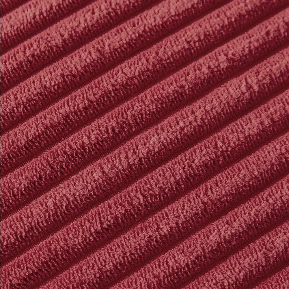 2 Pack Christmas Burgundy Decorative Throw Pillow Covers 18x18 Inch (45x45 cm) - Soft Corduroy Square Cushion Cases with Pom Poms for Couch, Bed & Living Room - Festive Holiday Home Decor for Xmas Tree & Fireplace Settings