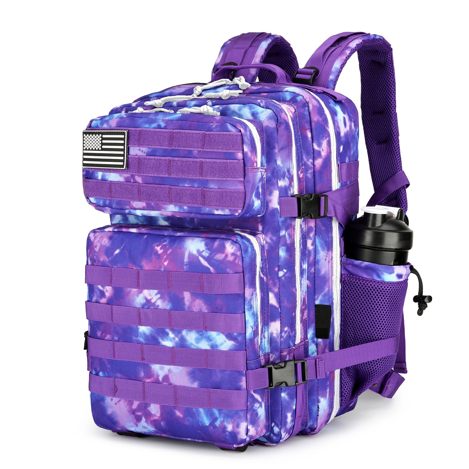 25L Tactical Backpack Military Molle Rucksack for Men & Women - Waterproof Small Assault Pack for Outdoor Travel, Hiking, Camping & Survival Gear (Purple Camo) - Perfect for Adventure Travel & Emergency Preparedness