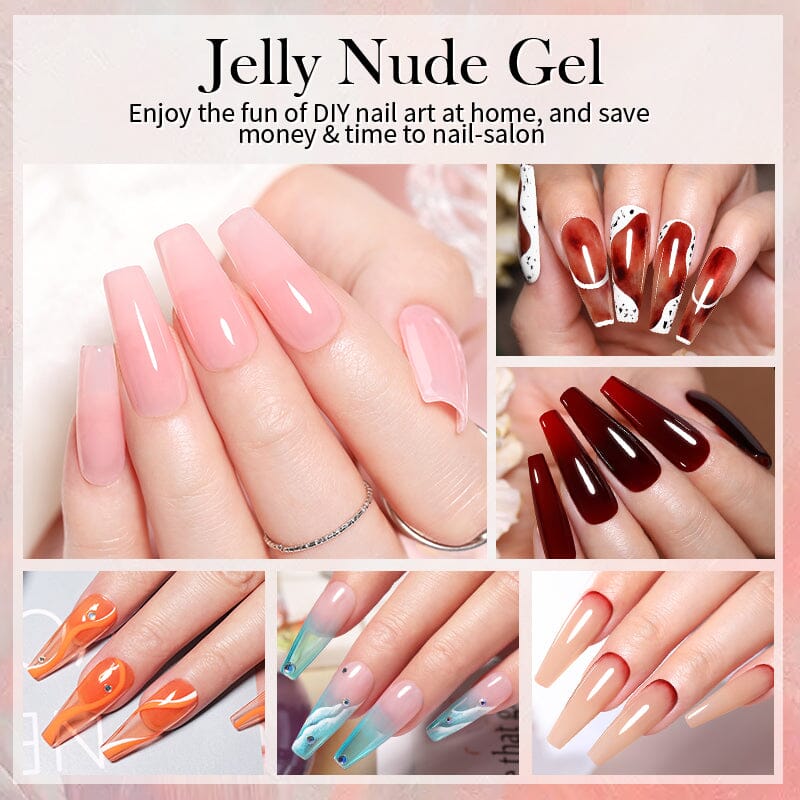 250g Jelly Nude Gel Polish - Long Lasting UV/LED Nail Polish for Salon & Home Manicure - Perfect for Nail Art, French Tips & Everyday Wear