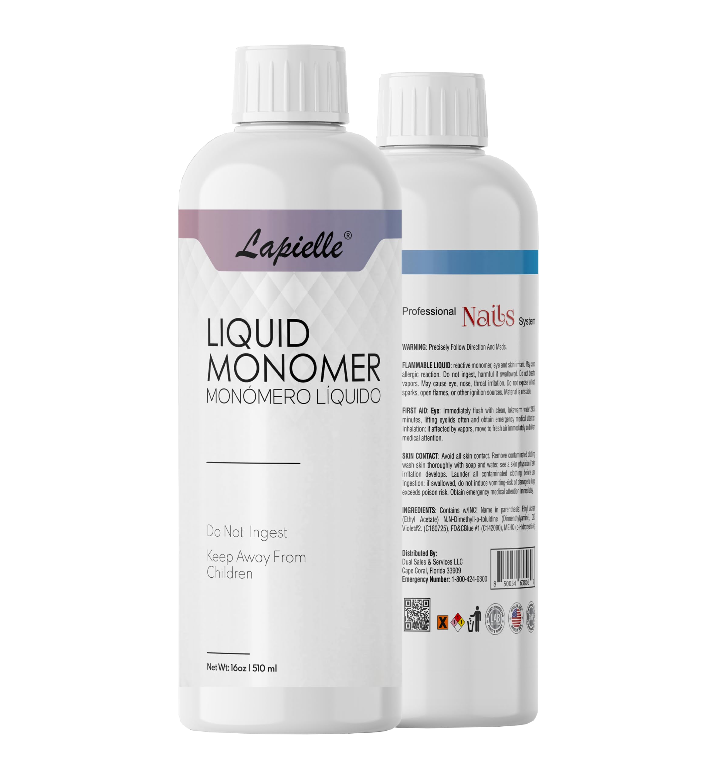 Professional MMA-Free Monomer Acrylic Nail Liquid for Acrylic Powder & Nail Extensions - Long Lasting 16 oz - Perfect for Salon, DIY Manicures & Nail Art