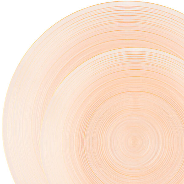 32-Pack Peach Transparent Round Plastic Dinnerware Set for 16 Guests - Elegant Crystal Design - Perfect for Parties, Weddings, and Outdoor Dining