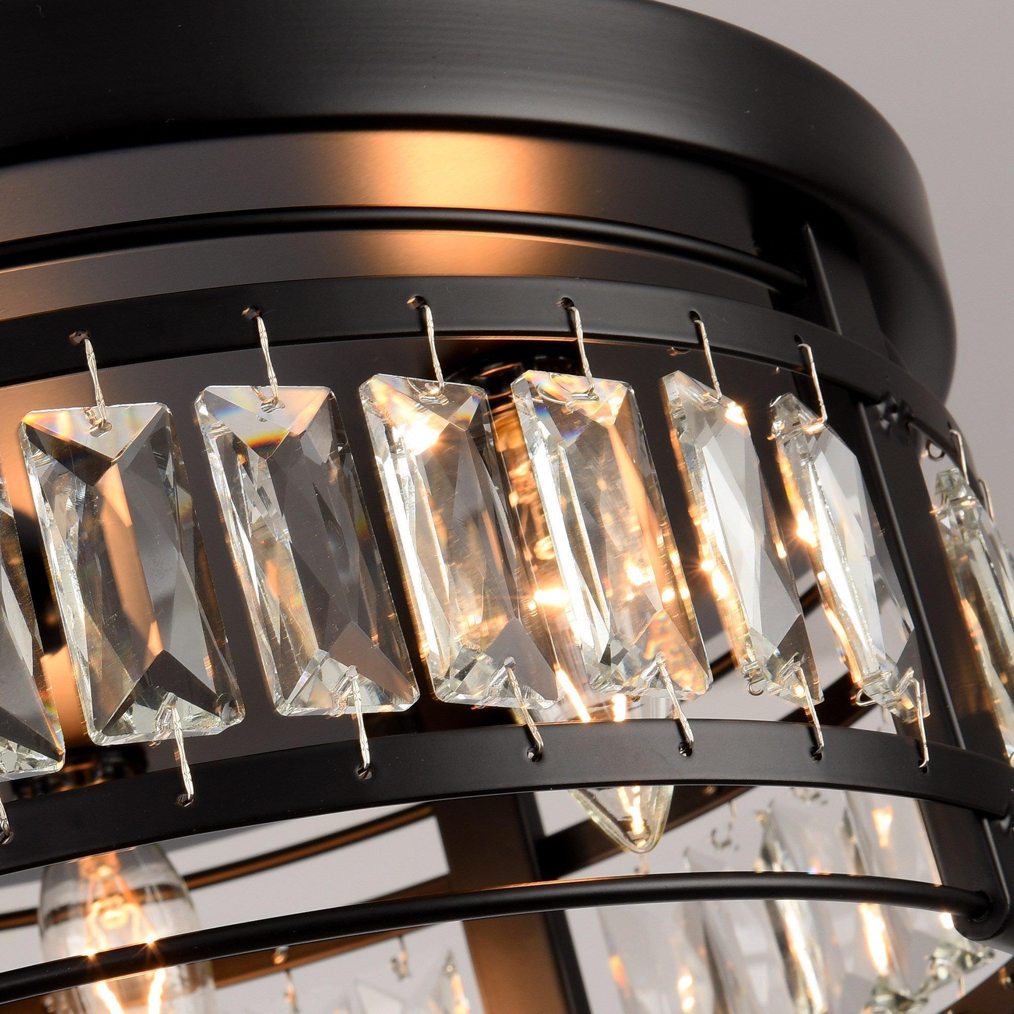 3-Light Modern Crystal Flush Mount Ceiling Fixture - Elegant Lighting for Bedroom, Living Room & Dining Room