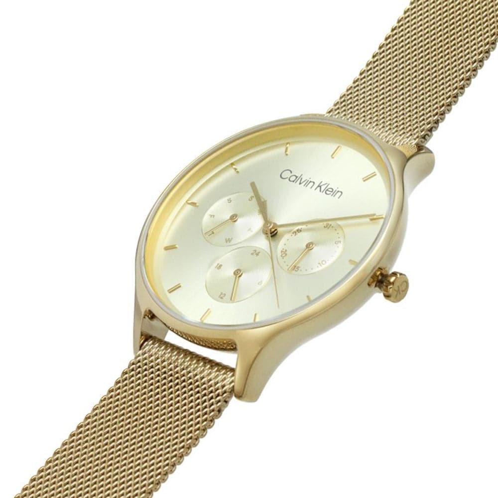 Calvin Klein Women's Chronograph Watch with Gold Dial & Milanese Strap 25200103 - Perfect for Office, Party & Everyday Wear