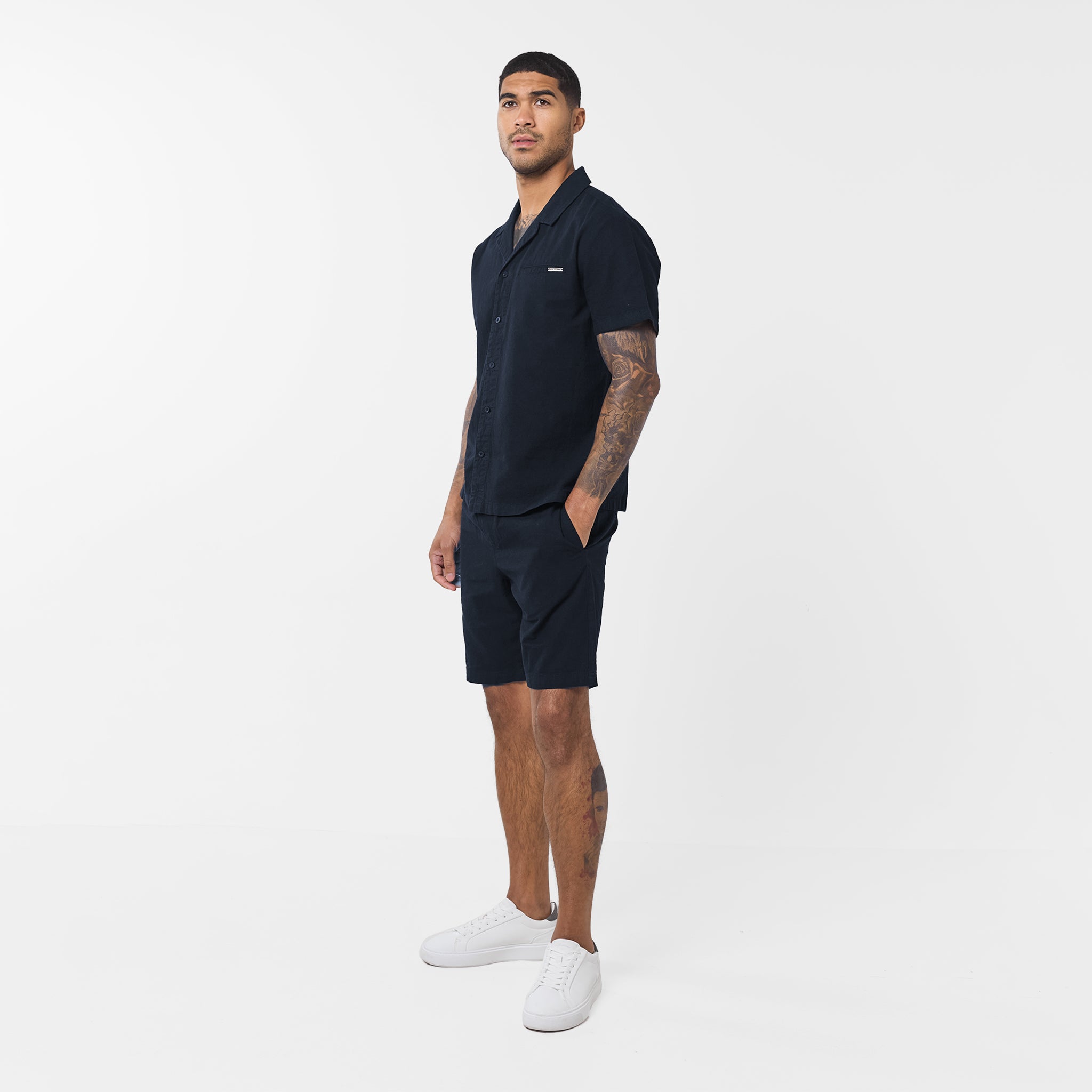 Premium Linen Shirt for Men - Soft Breathable Navy Blue Button Down Shirt - Casual Summer Wear for Beach, Travel & Office