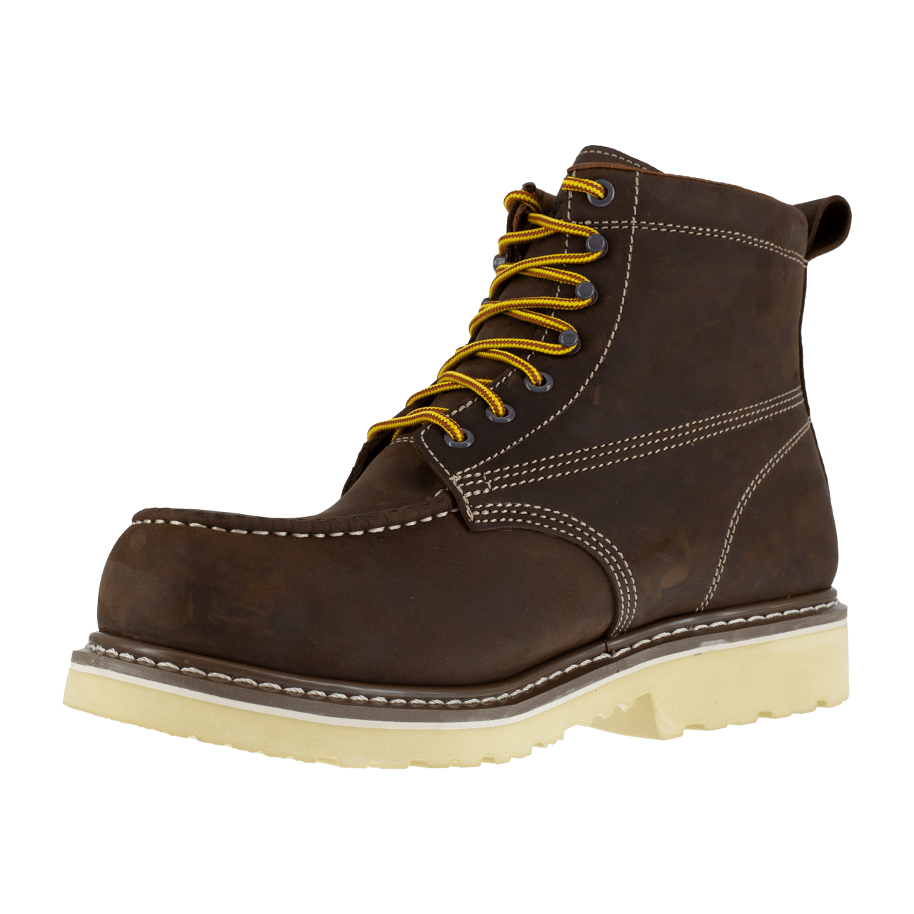Men's Waterproof Composite Toe Work Boots - Brown Safety Shoes for Construction, Hiking & Outdoor Work