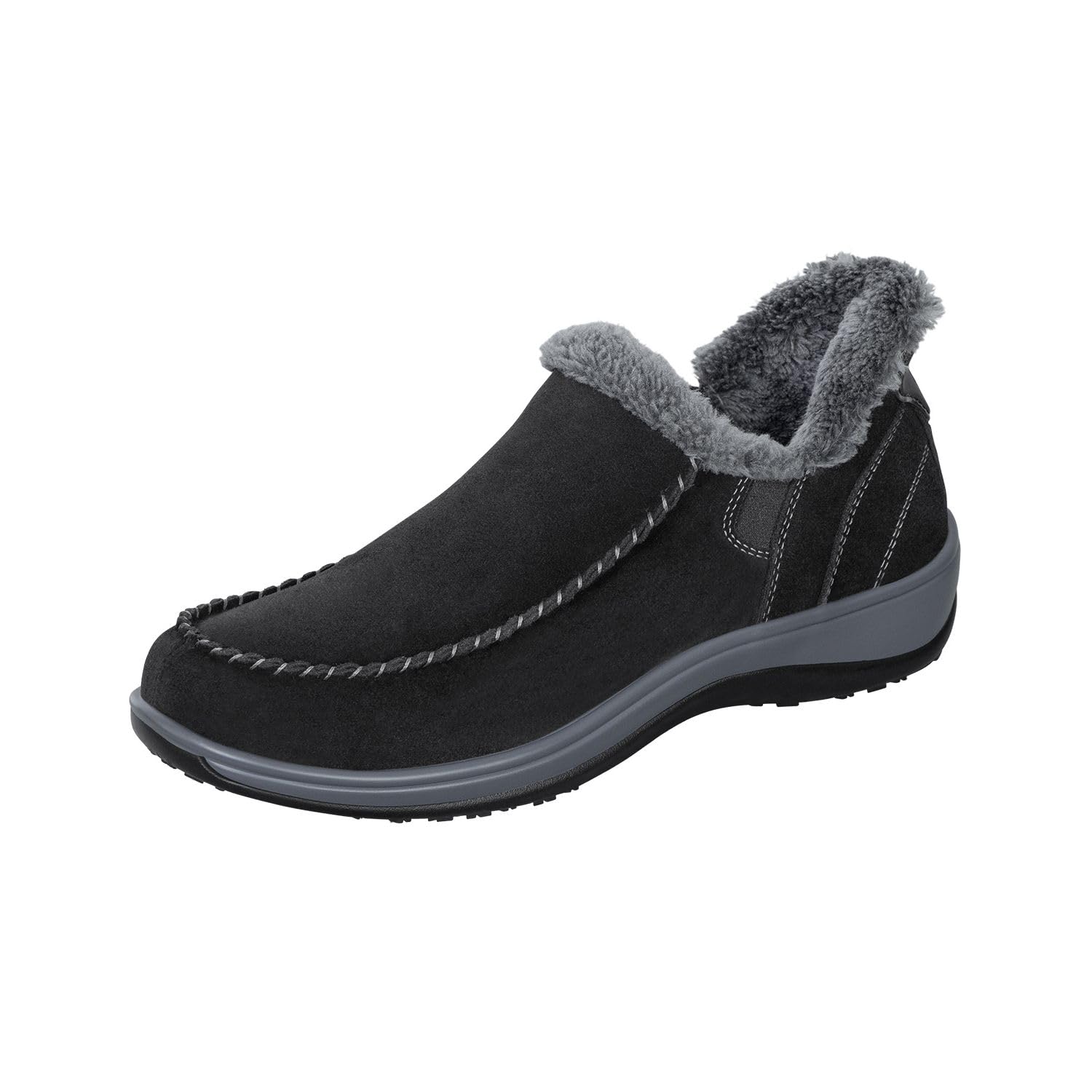 Orthofeet Women's Orthopedic Leather Lorin Hands-Free Slippers - Comfortable Arch Support for Plantar Fasciitis & Heel Pain Relief - Perfect for Home, Office & Post-Surgery Recovery
