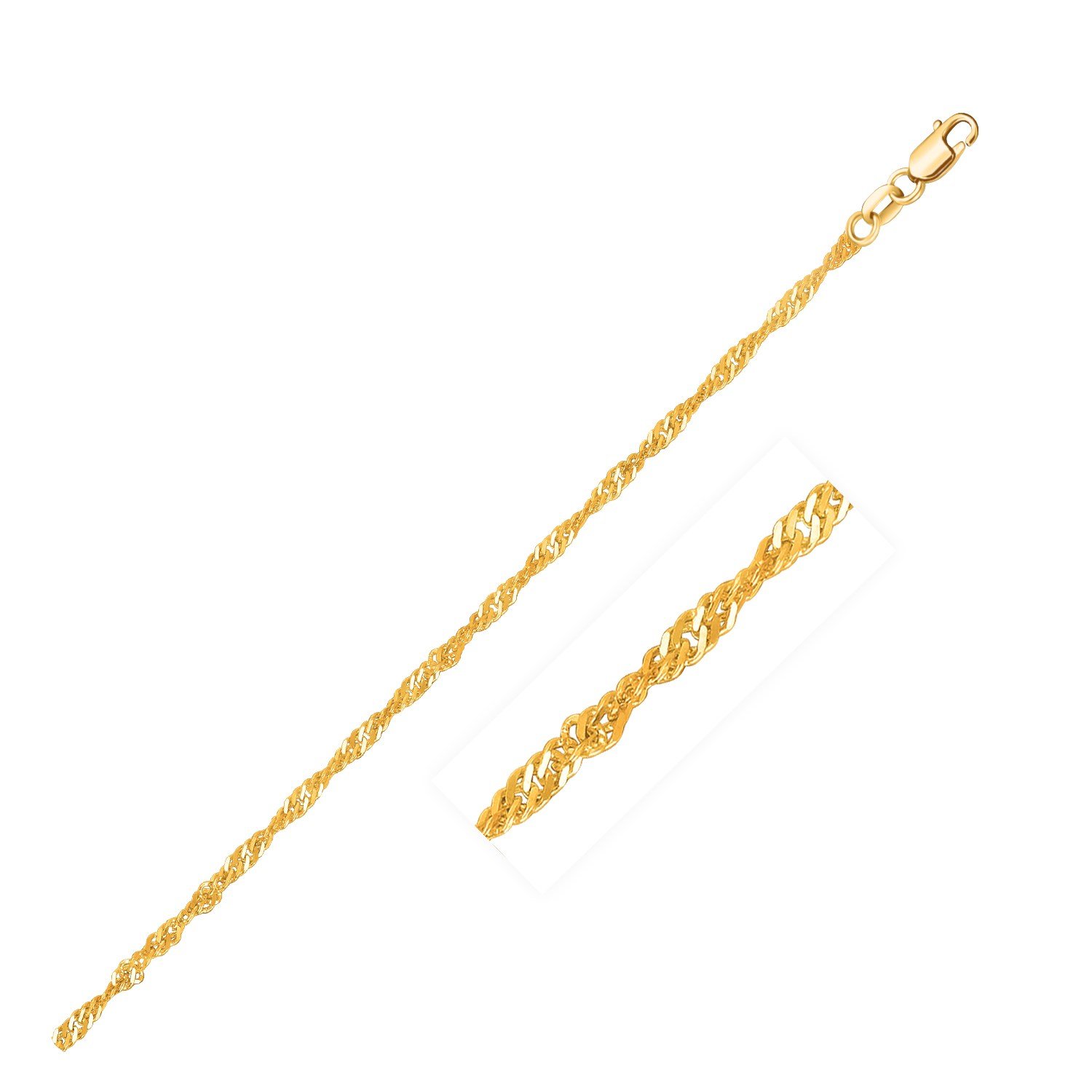 14K Yellow Gold Singapore Chain Necklace 1.7mm - Dainty Fine Jewelry for Women - Perfect for Everyday Wear, Gifts & Special Occasions
