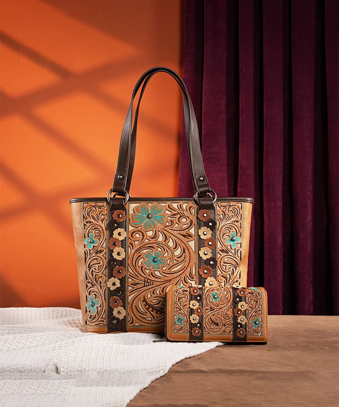 Montana West Embroidered Floral Cut Out Tote Bag for Women - Stylish Handbag for Work, Travel & Shopping
