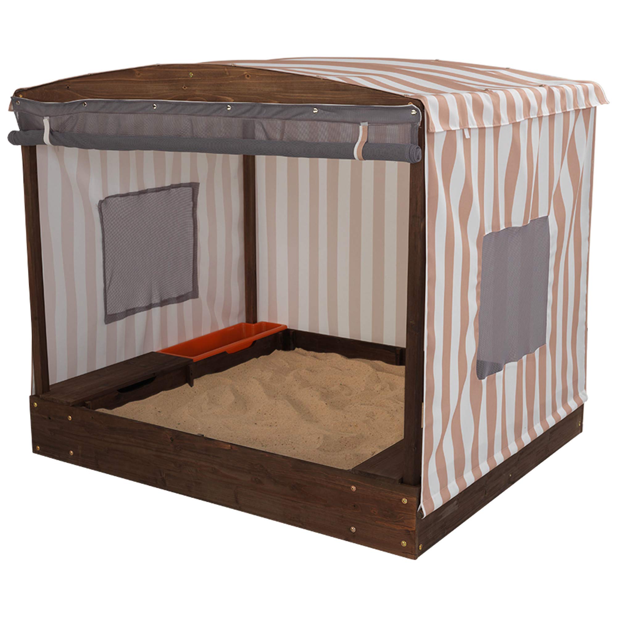 KidKraft Wooden Sandbox with Storage Bins - Outdoor Play for Kids 2-8