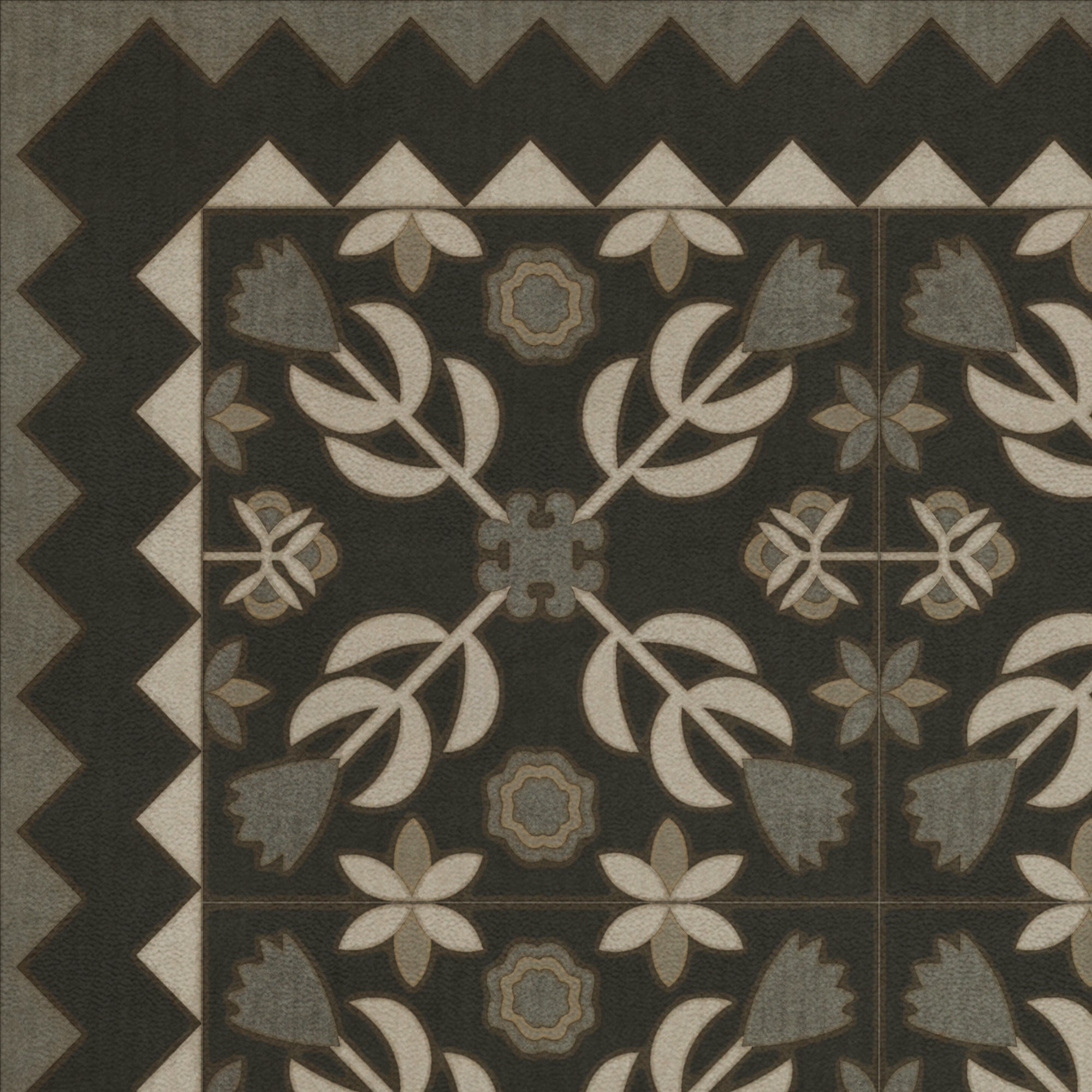 Folk Art Floral Quilt Vinyl Floor Mat - Non-Slip Washable Rug for Bedroom, Living Room & Nursery - Perfect for Home Decor & Nighttime Comfort