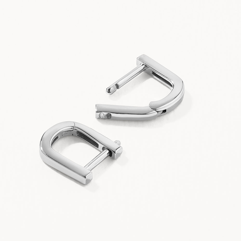 Mini Charm Paperclip Huggie Earrings in Silver - Dainty & Trendy Hoop Earrings for Everyday Wear, Gifts & Special Occasions