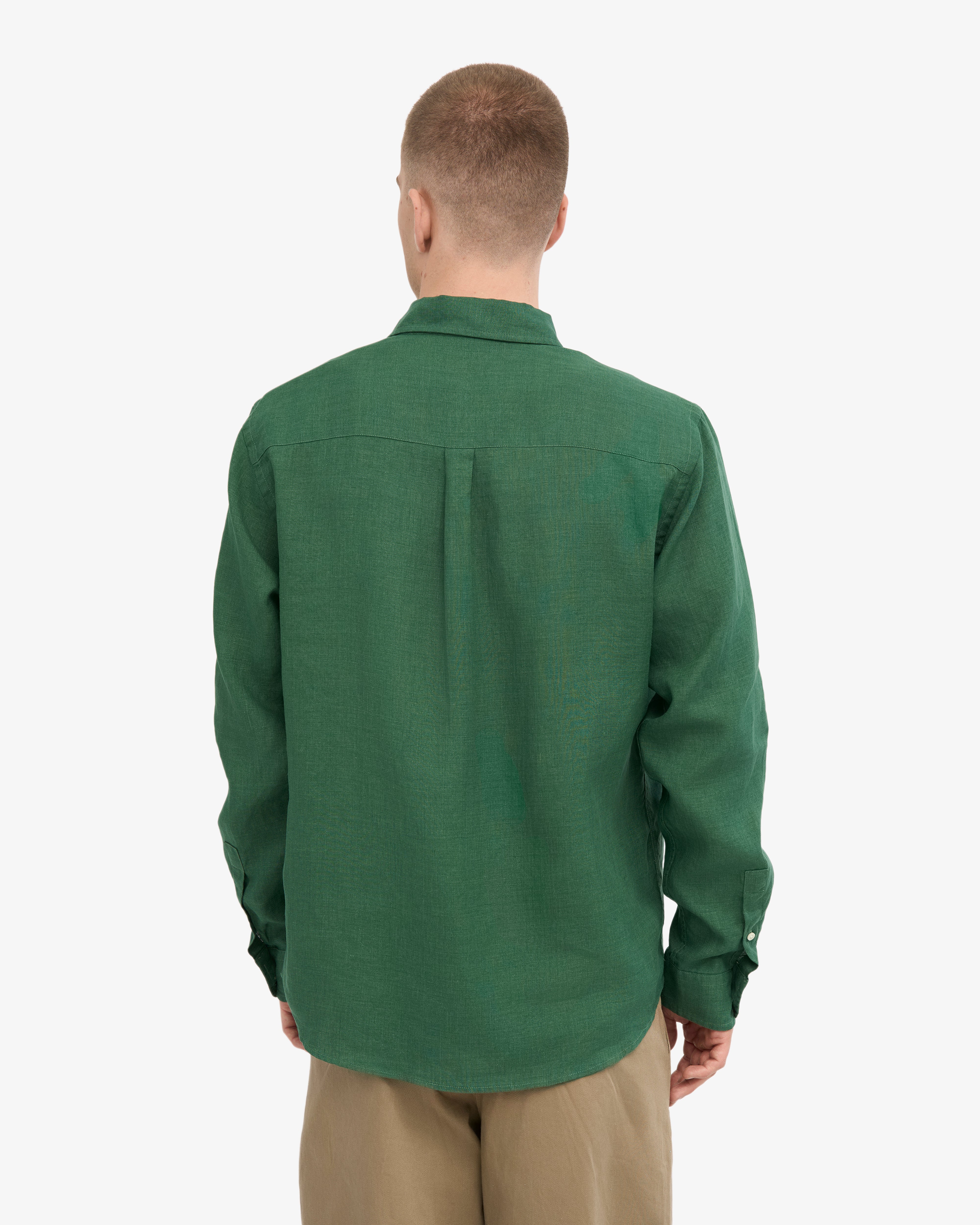 Premium Linen Shirt for Men - Emerald Green - Breathable & Comfortable Summer Casual Wear - Perfect for Beach, Travel & Outdoor Activities