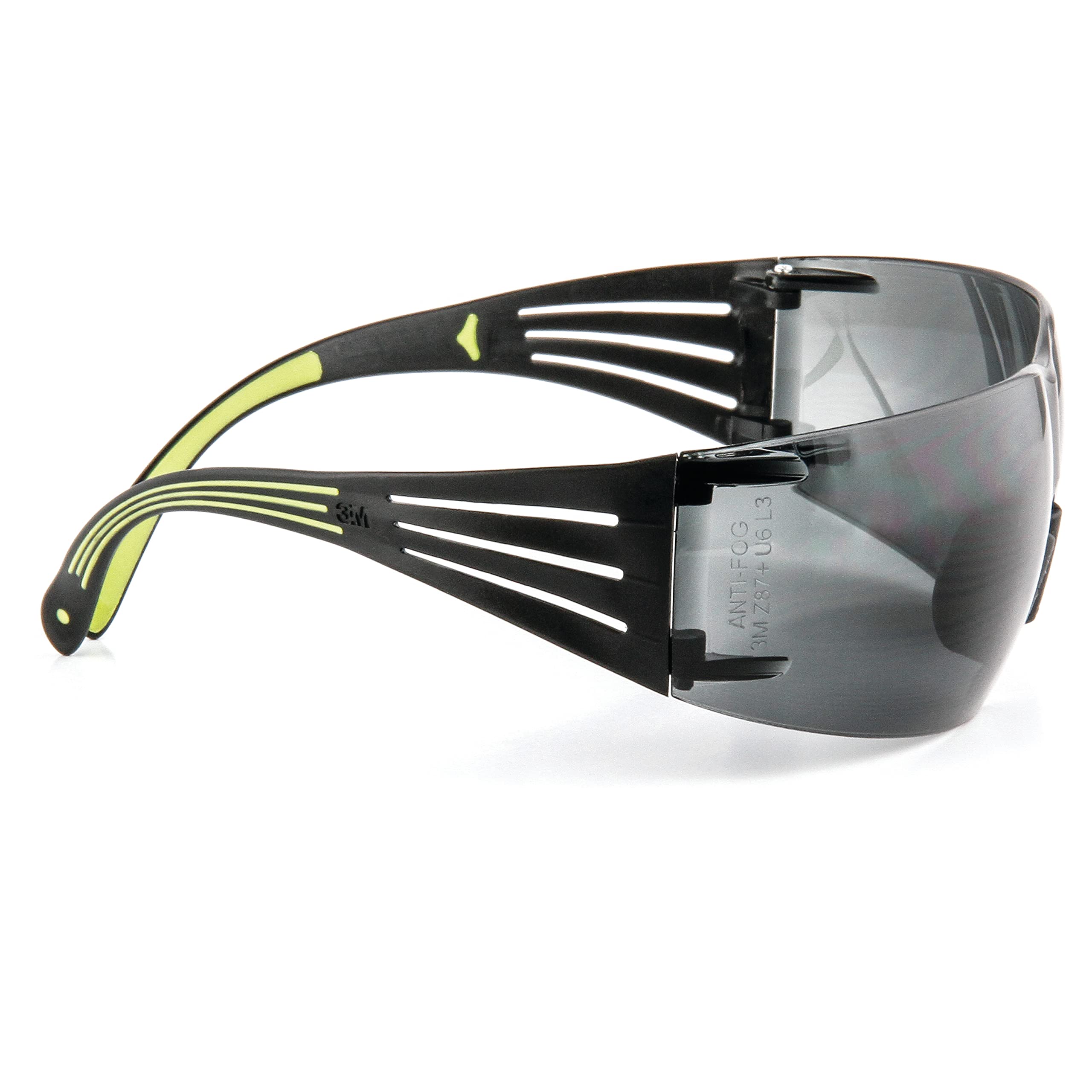 3M SecureFit 400 Series Safety Glasses - Anti-Fog & Anti-Scratch Lens, Dual-Injected Temples, Soft Nose Bridge - Pack of 20 (Gray Lens, Black/Green Frame) - Perfect for Construction, Woodworking, Lab Work & DIY Projects