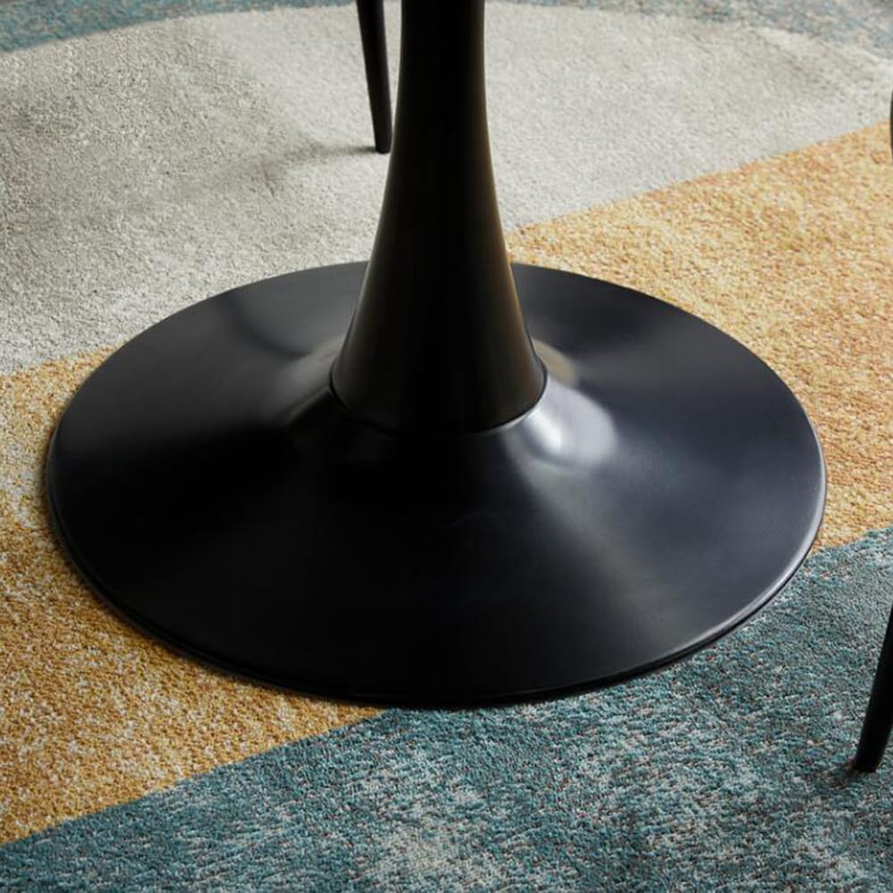 Modern Round Tulip Bistro Table with Granite Top & Metal Pedestal - Kitchen Dining Table, Coffee Table, End Table for Home, Cafe, Restaurant & Outdoor Use