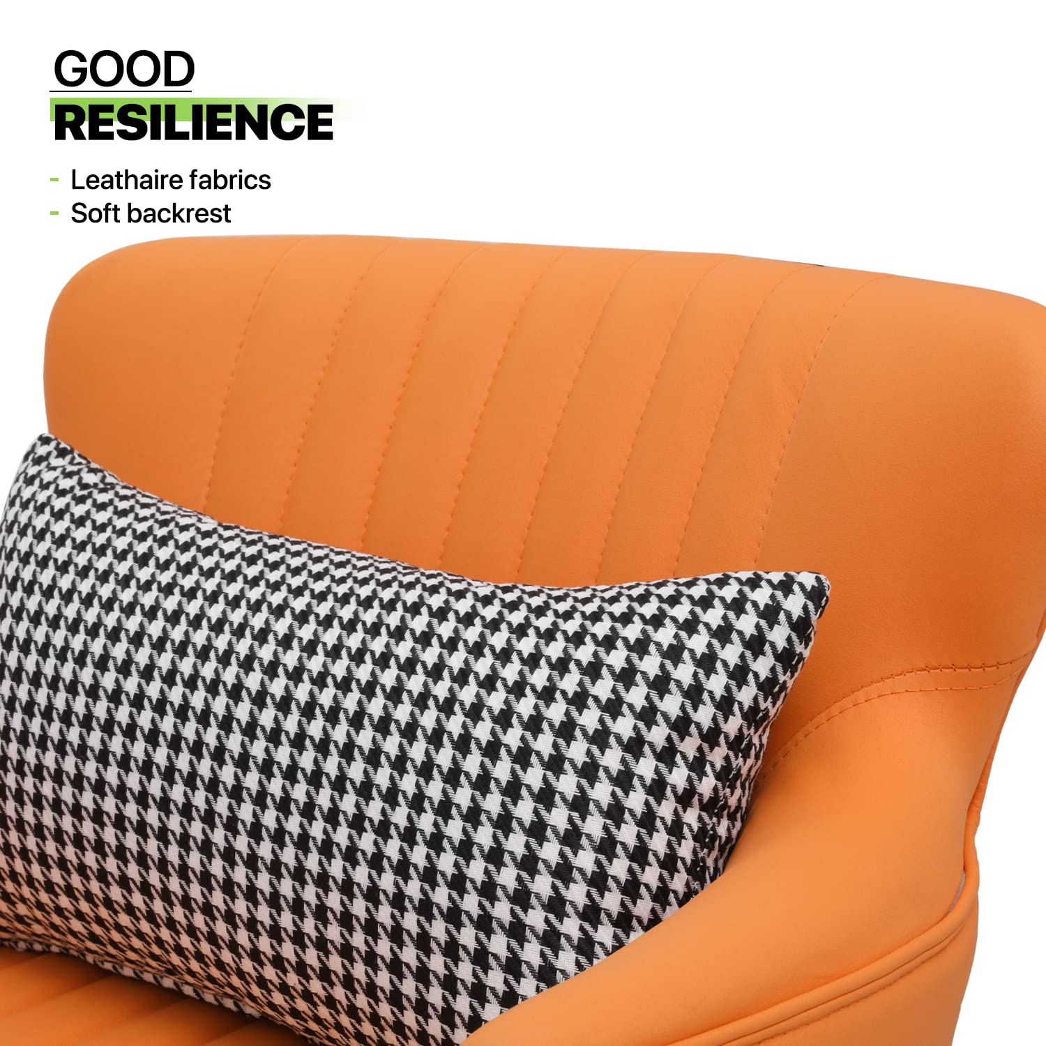 Magshion Modern Accent Chair with Lumbar Support Pillow - Upholstered Armchair with Sturdy Metal Legs, 550lbs Weight Capacity - Comfortable Club Chair for Living Room, Bedroom & Office - Orange Velvet Fabric - Perfect for Reading Nook, Home Theater Seating & Small Space Decor