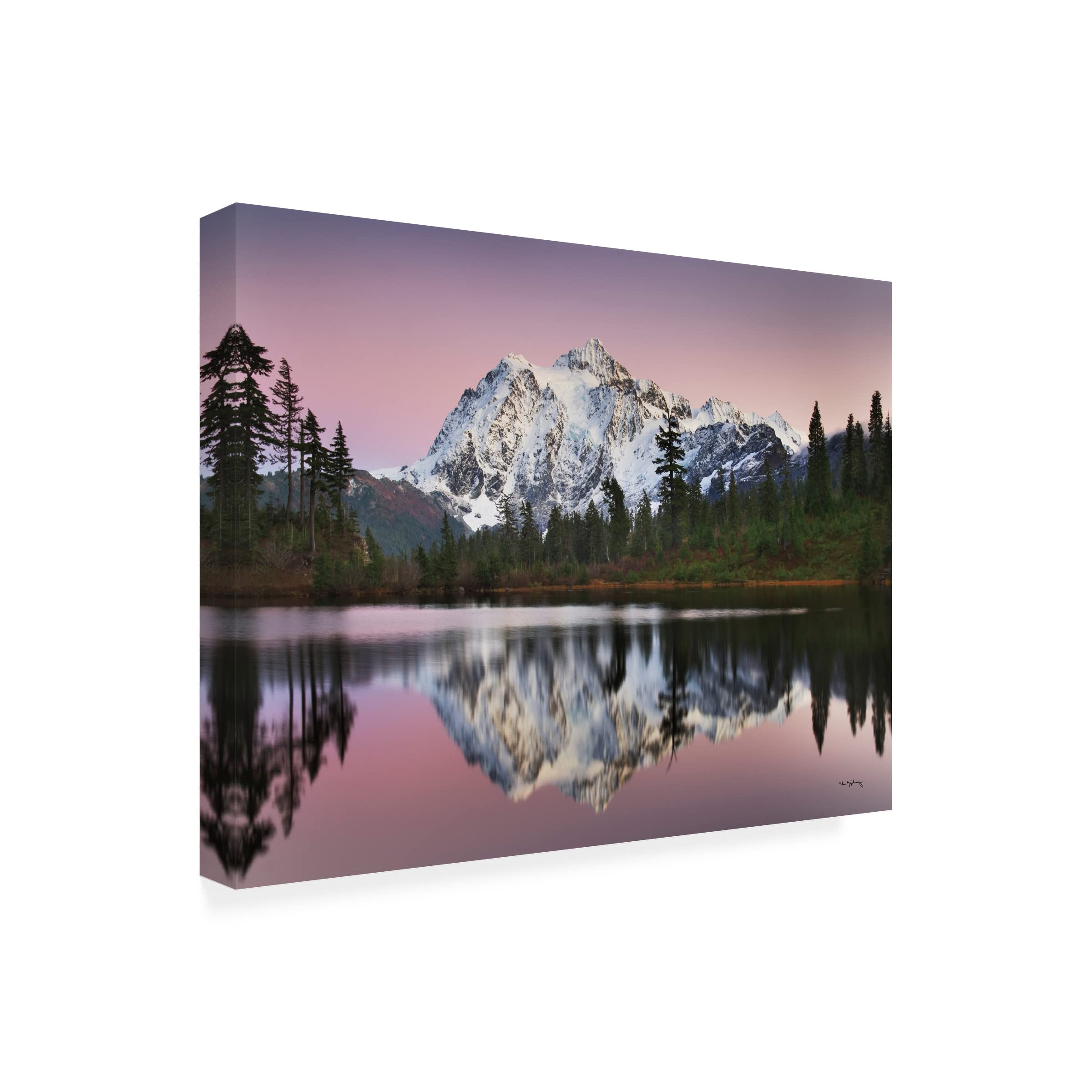 Mount Shukan Reflection II Canvas Wall Art by Alan Majchrowicz - Stunning Landscape Painting for Living Room, Bedroom & Office Decor