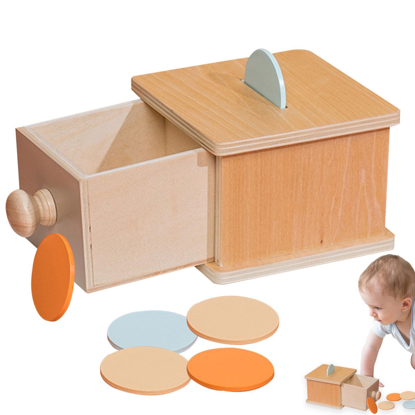 Montessori Baby Coin Box - Wooden Colorful Coin Ball Box with Permanent Object Box - Early Learning Educational Toy for Toddlers - Perfect for Montessori Classroom, Daycare & Home Learning Activities
